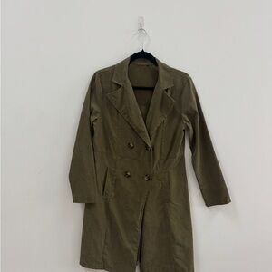 Olive Double-Breasted Women's Coat